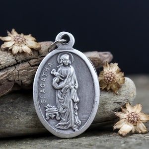 Heilige Agatha bid voor ons medaille Beschermheer van borstkankerpatiënten, verpleegkundigen, branden en vulkanen