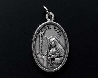 Saint Rita Rose Medal - Patron of the Impossible, Desperate Cases, Marital Problems - Made in Italy