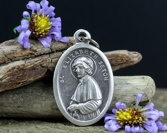 Saint Elizabeth Seton Medal - Patron of Widows and Catholic Schools - St. Elizabeth Ann Seton 1 inch Die Cast Metal Made in Italy