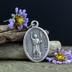 Saint John the Baptist Medal - Patron of Spasms, Seizures and Conversion to Faith - St John Pray For Us 1 inch Silver Oxidized Medal