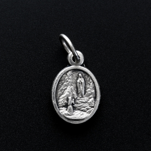 Mini Our Lady of Lourdes - Saint Bernadette Medal 9/16" Long Bracelet Sized Charm - Made in Italy