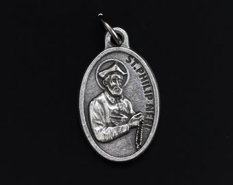 St. Philip Neri Medal - Patron Saint of Laughter, Joy, Humor, and Comedians - 1" Oval Medal Made in Italy