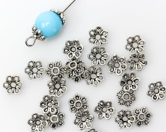W09 100PCs Metal Bead Caps Hollow Flower Silver Tone 10mmx10mm 3/8"x3/8" W09 100PCs Metal Bead Caps Hollow Flower Silver Tone 10mmx10mm 3/8"x3/8"