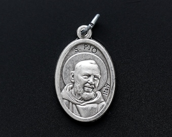 St. Padre Pio Pray For Us Medal - St. Pio of Pietrelcina Patron Saint of adolescents, confessors, and stress relief