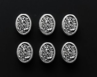Saint Michael Guardian Angel Metal Beads, Our Father Beads, 9.5mm x 7mm Made in Italy