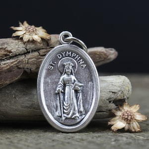 Saint Dymphna Bete für uns Medaille Patron von Angst, Depression, psychischer Gesundheit - Made in Italy