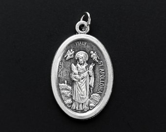 Saint Apollonia Medaille - Schutzpatron der Zahnärzte, Toothaches und Zahnkrankheiten - Made in Italy