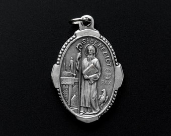 Saint Benedict Medal with Deluxe Ornate Border - Protection Against Evil Amulet - Made in Italy