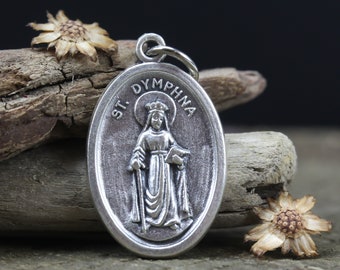 Saint Dymphna Pray For Us Medal Patron of Anxiety, Depression, Mental Health - Made in Italy