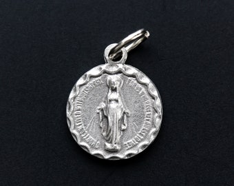 Miraculous Mary Medal - 9/16" Round Charm of the Immaculate Conception - Blessed Virgin Mary Jewelry Supplies