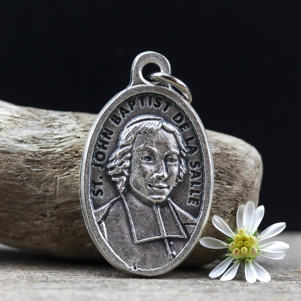 Saint John Baptist De La Salle Medal - Patron of Educators, School Principals, Teachers - St John Pray For Us 1 inch Silver Oxidized Medal