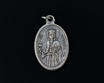 Saint Barbara Pray for Us Religious Medal - St. Barbara Holy Helper Medal Catholic Patron of Military