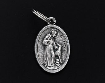 Saint Francis Medal for Pet Collar - Bless and Protect My Pet - 1" long medal with split jumpring attachment