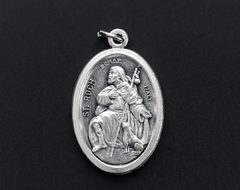 Bonyak Jewelry St Rocco Hand-Crafted Oval Medal Pendant in Sterling Silver Bonyak Jewelry St Rocco Hand-Crafted Oval Medal Pendant in Sterling Silver