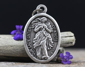 Our Lady Untier of Knots Pray For Us Medal - Mary Undoer of Knots - Religious Jewelry Supply