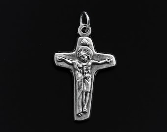 Mary at the side of Jesus Crucifix Pendant, Unity Cross of Schoenstatt - Available in two sizes - Made in Italy