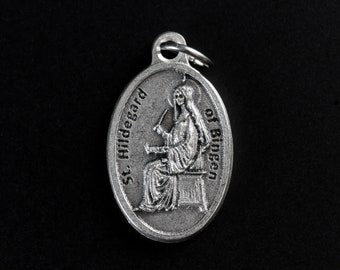 Medaille der Heiligen Hildegard von Bingen – Schutzpatronin der Musiker und Schriftsteller – Hergestellt in Italien