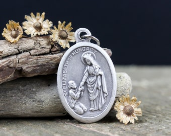 Saint Elizabeth of Hungary Medal - Patron of Brides - St. Elizabeth Pray For Us 1 inch Die Cast Metal Made in Italy