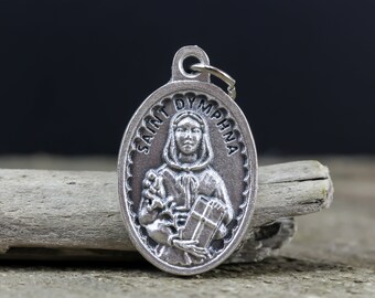Sterling Silver St Dymphna Medal Antique Reproduction Patron of mental Illness