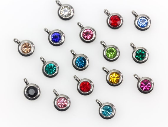60 Pcs Stainless Steel Glass Rhinestone Charms - 12 Colors, 6x9mm, For Jewelry Making