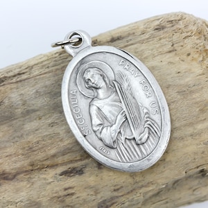 Saint Cecilia Pray For Us silver tone medal Patron of musicians, music, and composers image 6