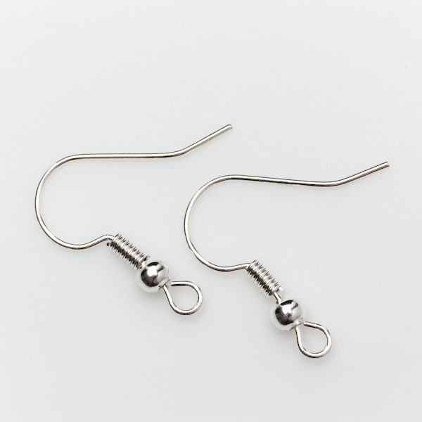 Silver Earring Hooks with Horizontal Loop - 21 gauge Dangle Earring Wires, 30 pieces (15 pairs)