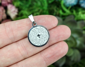 The Lord's Prayer Charm Pendant 304 Stainless Steel 3/4" in Diameter (19mm) 1pc