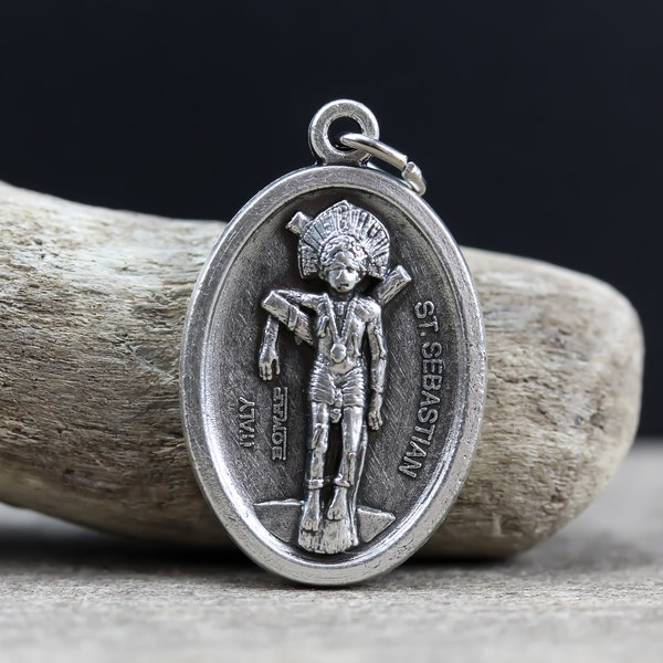 Saint Sebastian Pray For Us Medal - Patron of endurance, athletes, doctors, soldiers, and a holy death