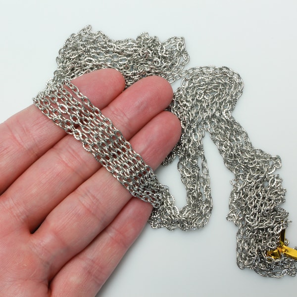 Textured Link Cable Chain 4.5mm x 3mm Unsoldered Silver Chain for Rosaries, Necklaces, Bracelets - 3 Meters