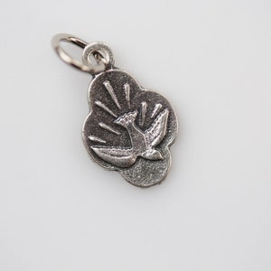 Dove Holy Spirit Silver Tone Charm Peace Dove Holy Ghost Silver Oxidized Charm Made in Italy image 3