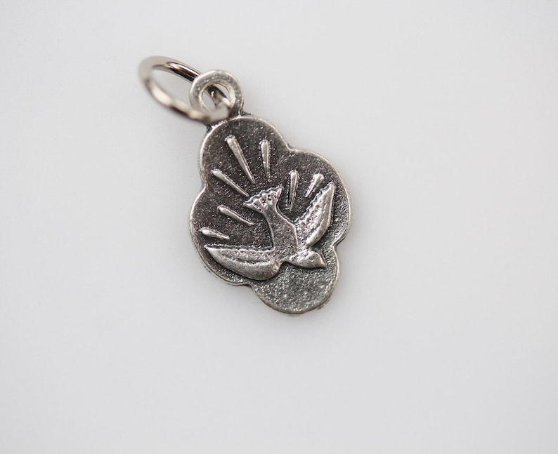 Dove Holy Spirit Silver Tone Charm Peace Dove Holy Ghost Silver Oxidized Charm Made in Italy image 3