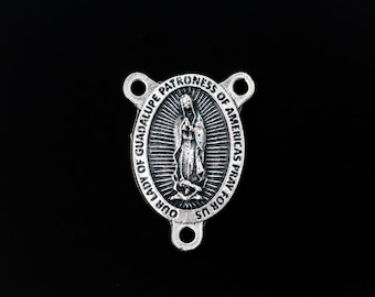 Our Lady of Guadalupe Rosary Centerpiece - Patroness of Americas Pray For Us - Made in Italy