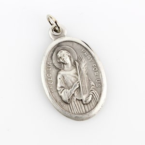 Saint Cecilia Pray For Us silver tone medal Patron of musicians, music, and composers image 4