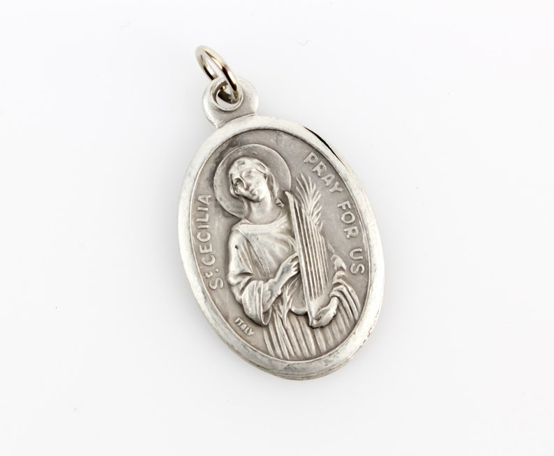 Saint Cecilia Pray For Us silver tone medal Patron of musicians, music, and composers image 4