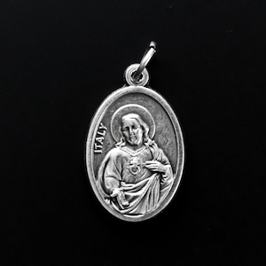 Sacred Heart of Jesus with Our Lady of Mount Carmel Scapular Medal - Made in Italy