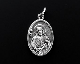 Sacred Heart of Jesus with Our Lady of Mount Carmel Scapular Medal - Made in Italy