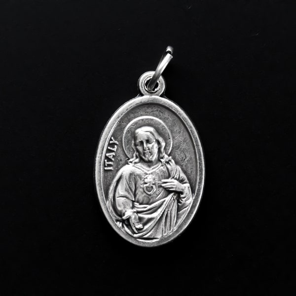 Sacred Heart of Jesus with Our Lady of Mount Carmel Scapular Medal - Made in Italy