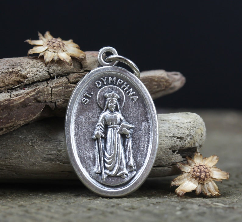 Saint Dymphna Pray For Us Medal Patron of Anxiety, Depression, Mental Health Made in Italy image 1