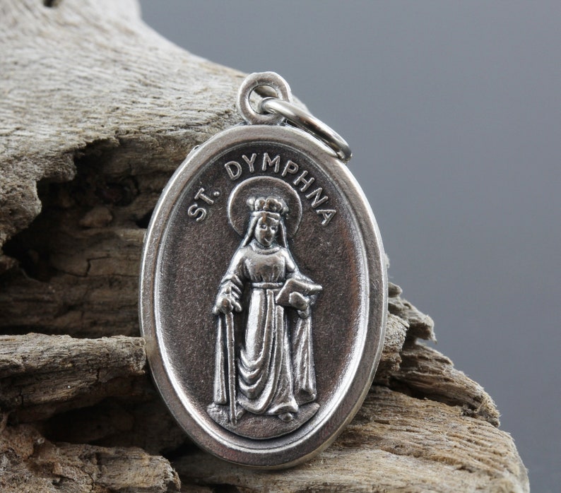 Saint Dymphna Pray For Us Medal Patron of Anxiety, Depression, Mental Health Made in Italy image 2