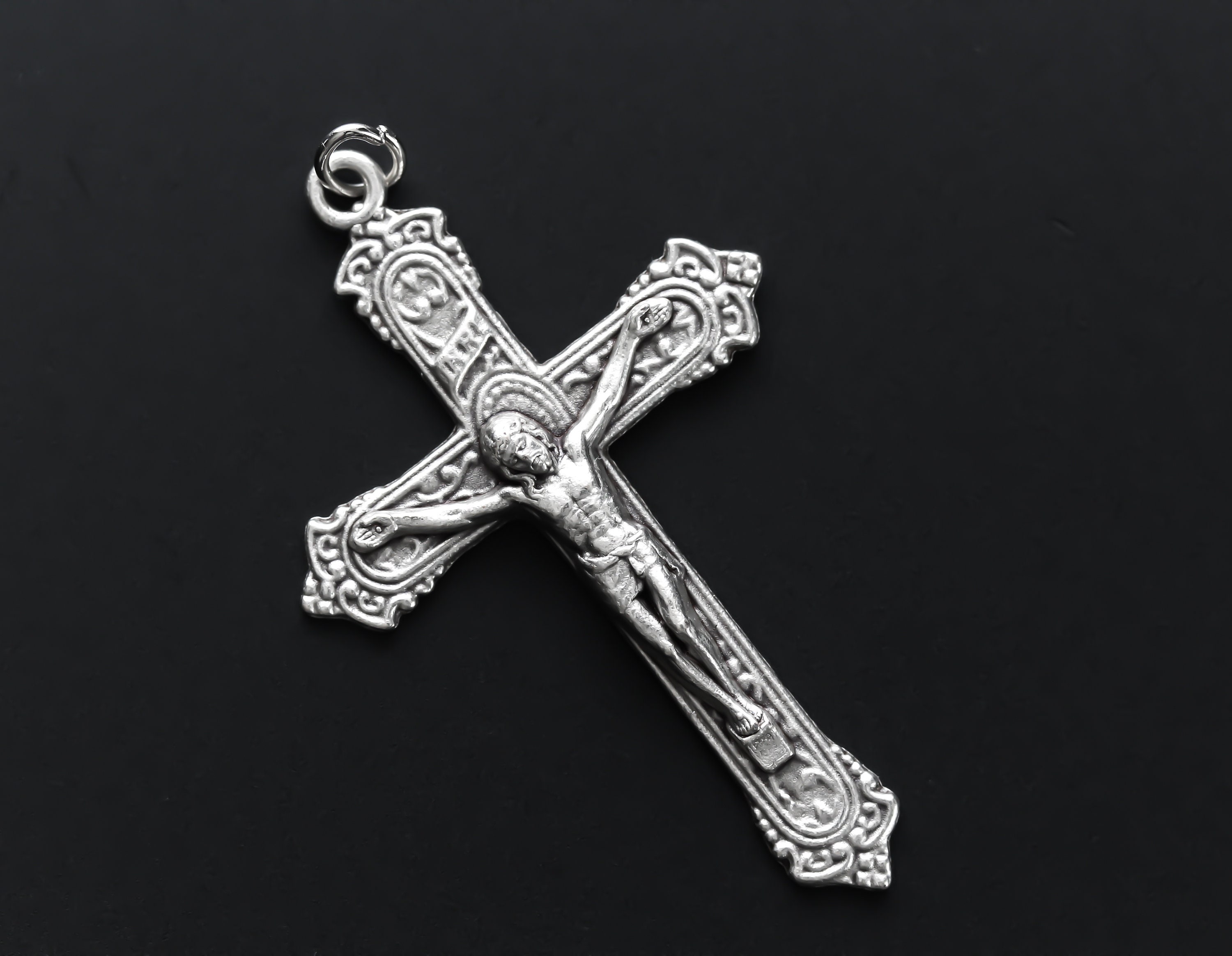 Cross Charm, Silver Cross Pendant, Fancy Crucifix, Rosary Findings - 4 –  Paper Dog Supply Co