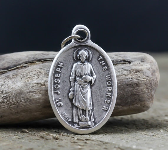 Saint Medal Sterling Silver Oval Patron | .925 Silver With Chain ...
