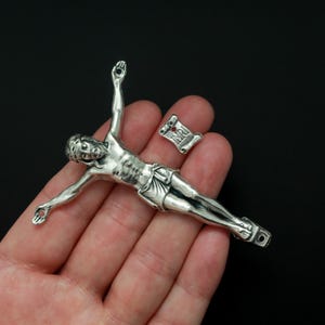 Silver Corpus for Crucifix - Body of Christ 2-3/4&quot; long w/ pre dilled 2mm holes