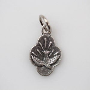 Dove Holy Spirit Silver Tone Charm Peace Dove Holy Ghost Silver Oxidized Charm Made in Italy image 1