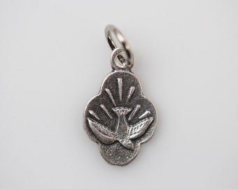 Dove Holy Spirit Silver Tone Charm - Peace Dove - Holy Ghost Silver Oxidized Charm Made in Italy