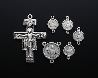 Gebet des Heiligen Franziskus Devotionalie Medal Chaplet Set - San Damiano Kreuz Anhänger