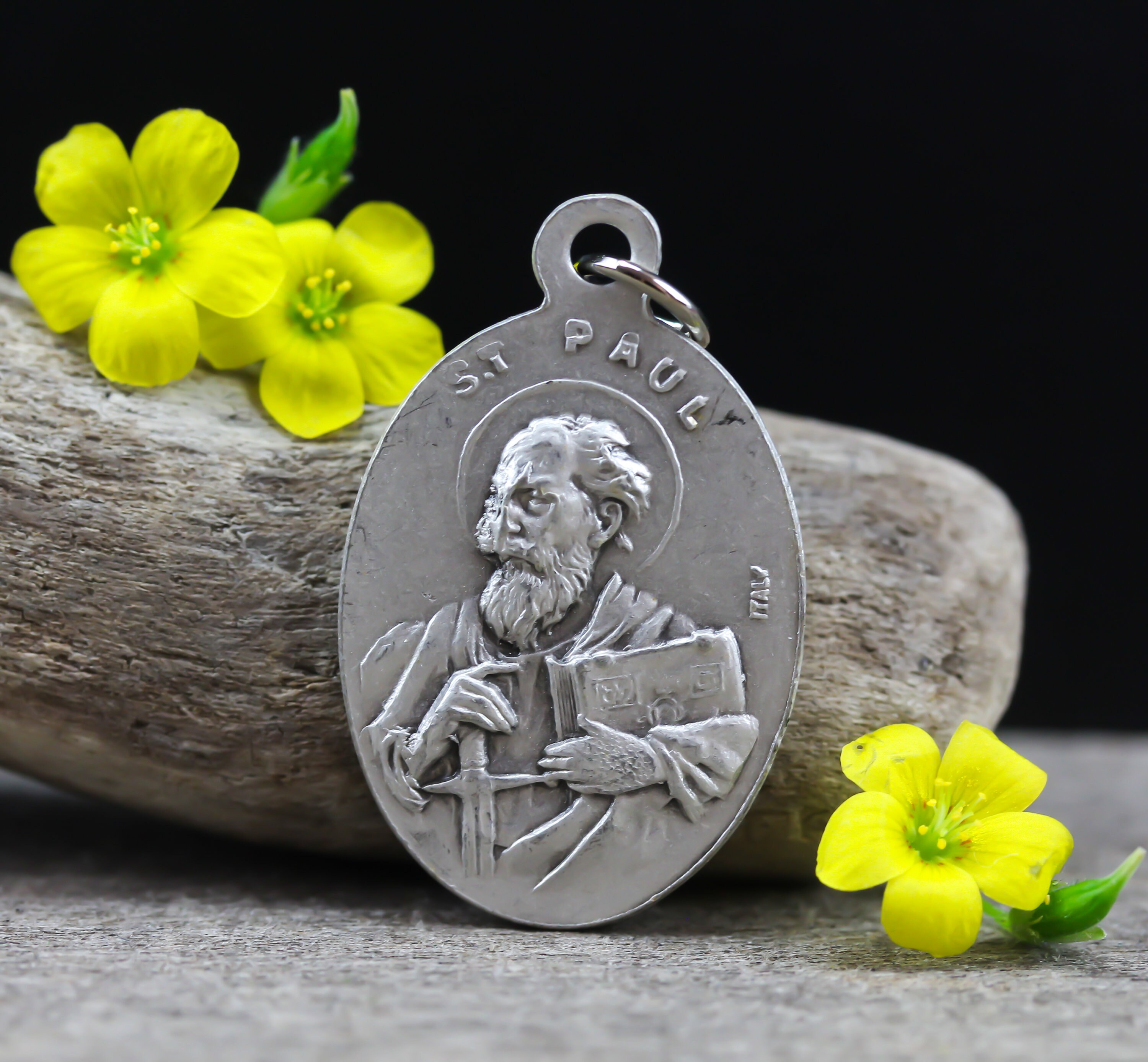 Saint Peter and St. Paul Religious Patron Saint Medal - Silver Oxidized ...