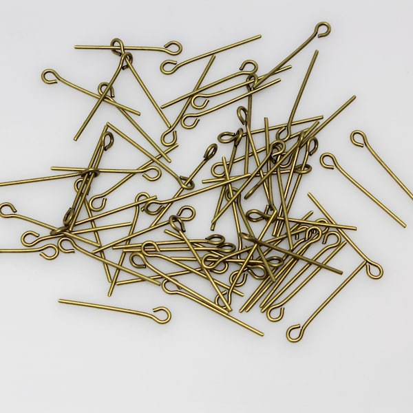 Bronze Eye Pins - Heavy Duty 16mm long x 0.7mm (21 gauge) Made in Italy, 100pcs