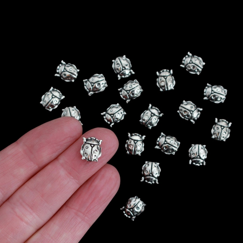 Ladybug Pattern Single Ladybug Spacer Beads 20pcs 10mmx8mm Metal Our Lady Beetle Rosary Beads ...