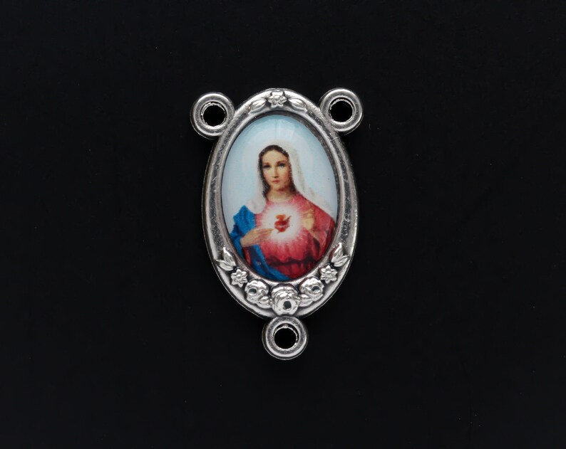 Immaculate Heart of Mary Color Image Rosary Centerpiece - Made i Immaculate Heart of Mary Color Image Rosary Centerpiece - Made i
