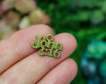 Bronze John 3:16 Charms - Daily Devotional Bible Verse Reminder - 12, 25, or 50pcs